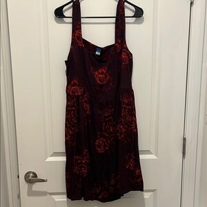 Floral Red and Black Dress